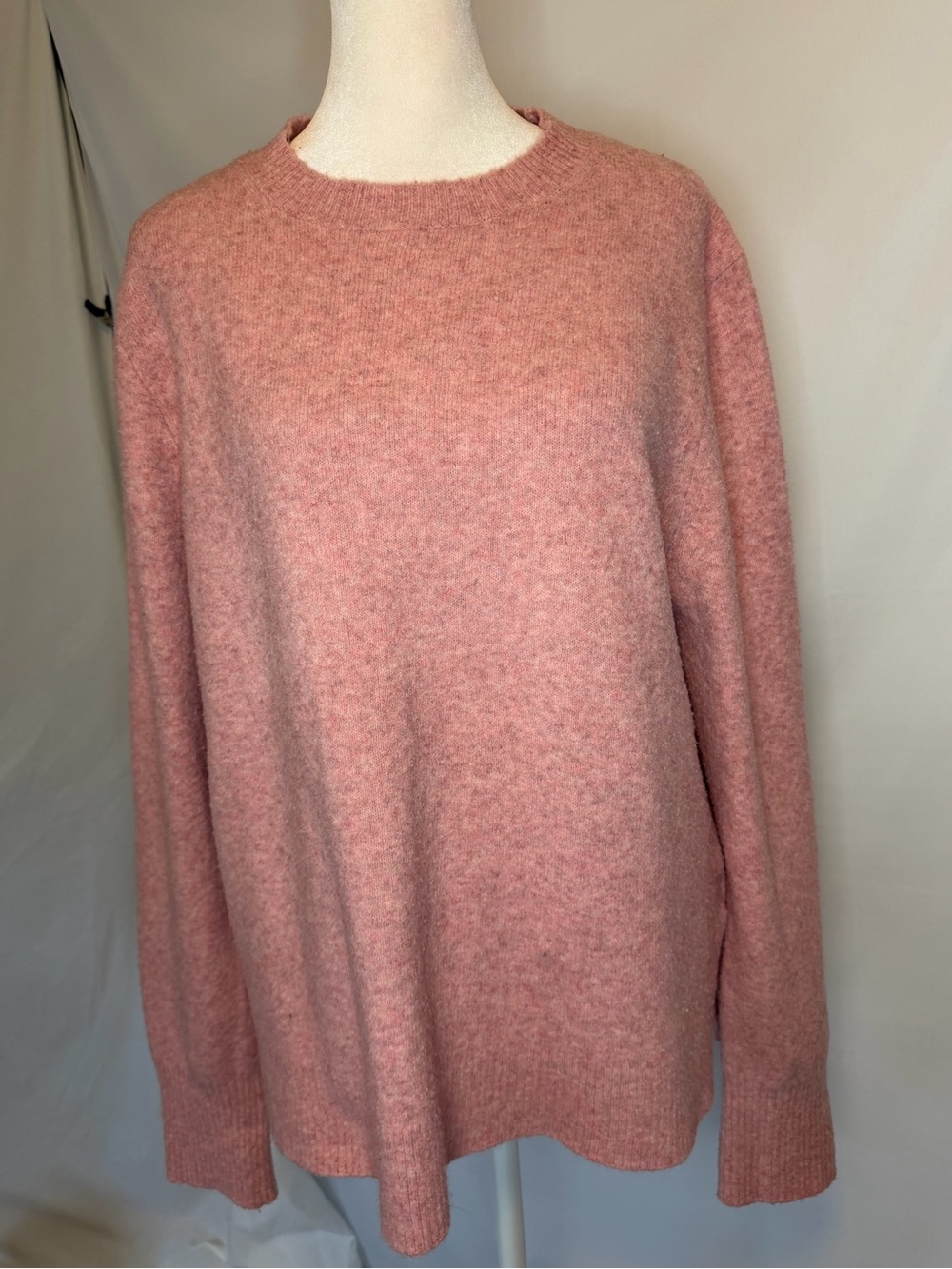 Pink Crewneck Wool Blend Women's Sweater